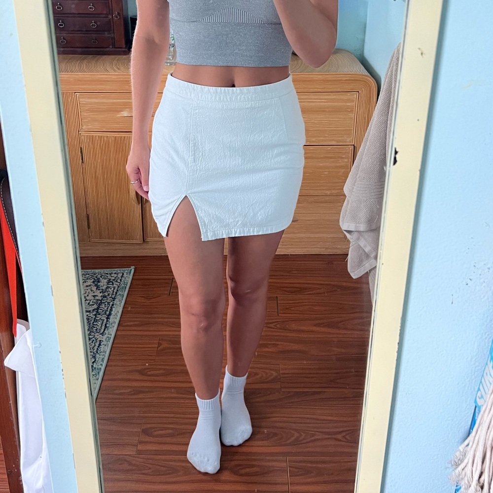 Linen White Mini Skirt